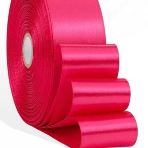 *(5 Yards of Socking Pink Double Face Satin Ribbon 2.5 Inches Wide)*